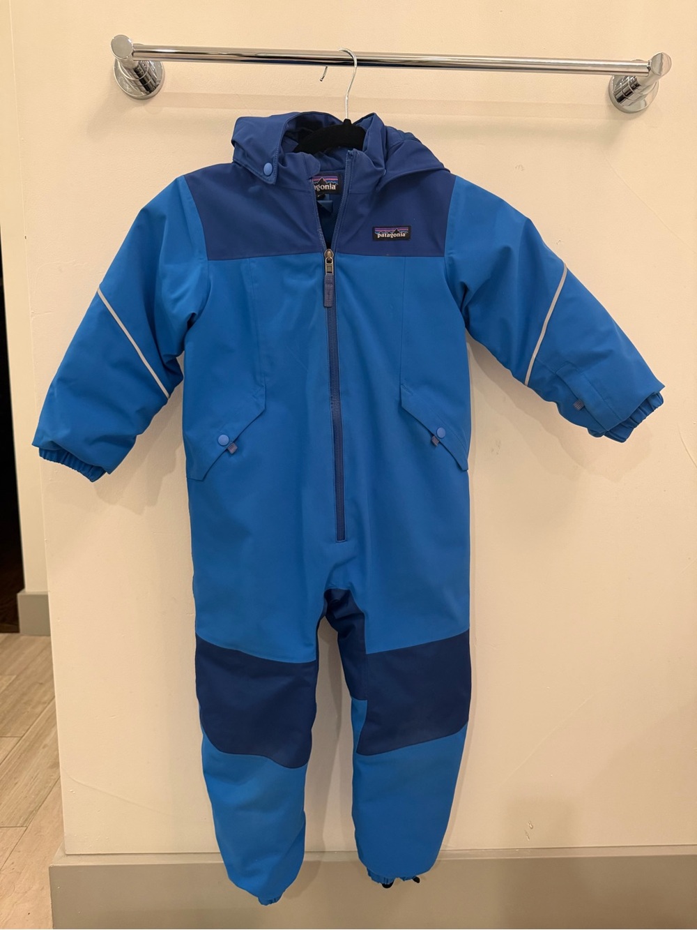 Patagonia Snow Pile Bright Blue and Navy Toddler One-Piece Snow Suit